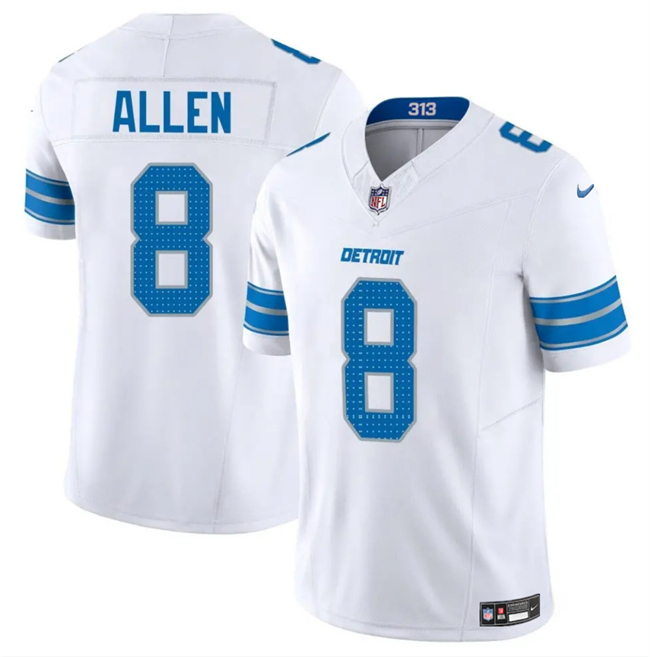 Men's Detroit Lions #8 Kyle Allen White 2025 F.U.S.E. Vapor Limited Stitched Jersey